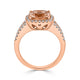 2.60ct Morganite ring with 0.50tct diamonds set in 14K rose gold