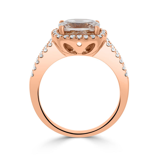 2.60t Morganite Rings with 0.50tct diamonds set in 14kt rose gold