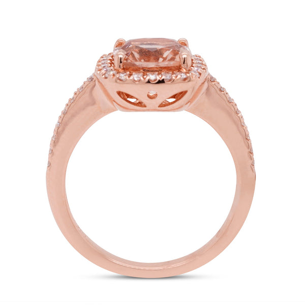 1.95Ct Morganite Ring With 0.28Tct Diamonds In 14K Rose Gold