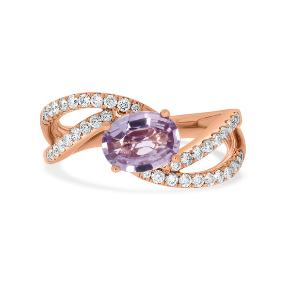 1.14ct Sapphire Rings with 0.40tct diamonds set in 14KT rose gold