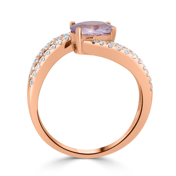 1.14ct Sapphire Rings with 0.40tct diamonds set in 14KT rose gold