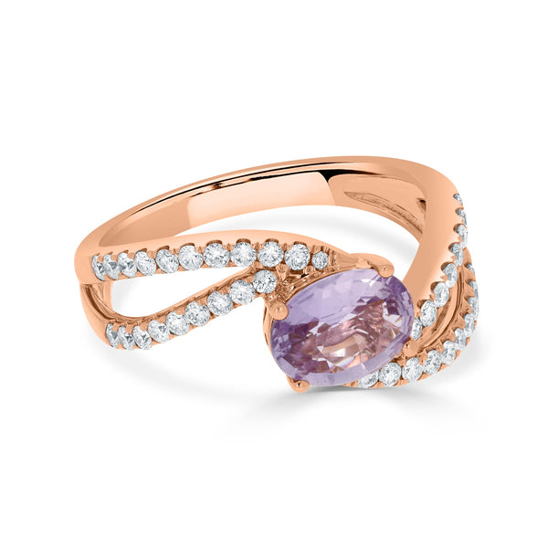 1.14ct Sapphire Rings with 0.40tct diamonds set in 14KT rose gold