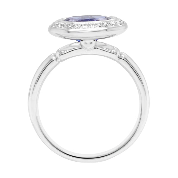 2.04ct Tanzanite Rings With 0.15tct Diamonds Set In 14kt White Gold