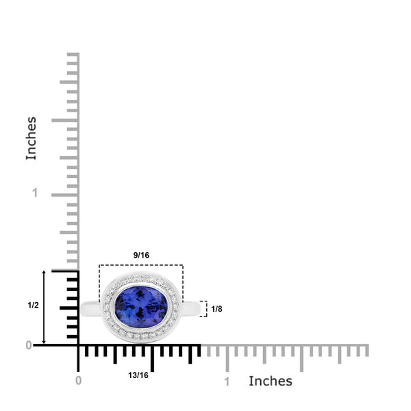 2.04ct Tanzanite Rings With 0.15tct Diamonds Set In 14kt White Gold