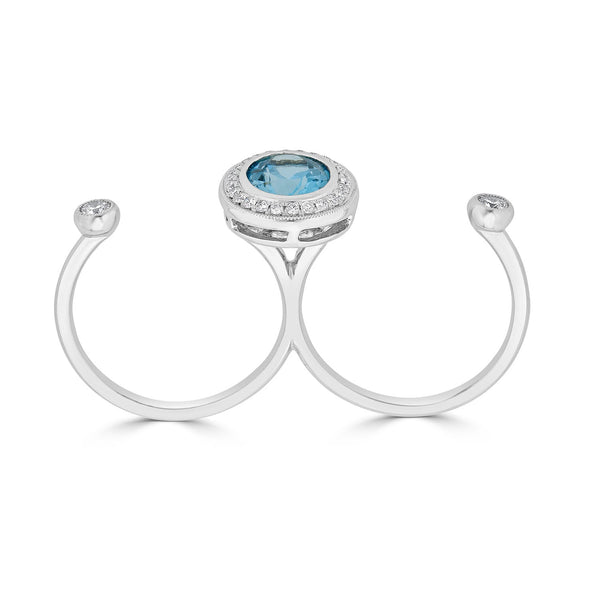 1.70ct Aquamarine ring with 0.32tct diamonds set in 14K white gold