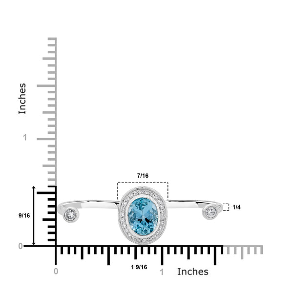 1.70ct Aquamarine ring with 0.32tct diamonds set in 14K white gold