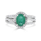 1.14ct Emerald ring with 0.43tct diamonds set in 14kt white gold