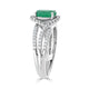 1.14ct Emerald ring with 0.43tct diamonds set in 14kt white gold