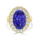 8.89ct Tanzanite Ring with 1.25tct Diamonds set in 14K Yellow Gold