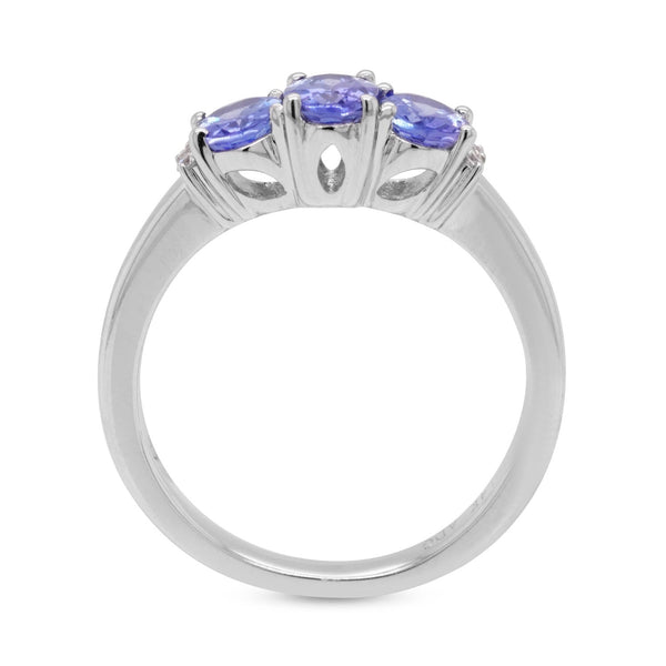 1.29tct Tanzanite ring with 0.04tct diamonds set in 14K white gold