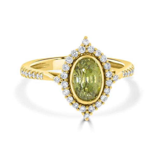 1.48ct Sphene Rings with 0.31tct Diamond set in 14K Yellow Gold