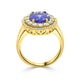 3.53Ct Tanzanite Ring With 0.76Tct Diamonds Set In 14K Yellow Gold