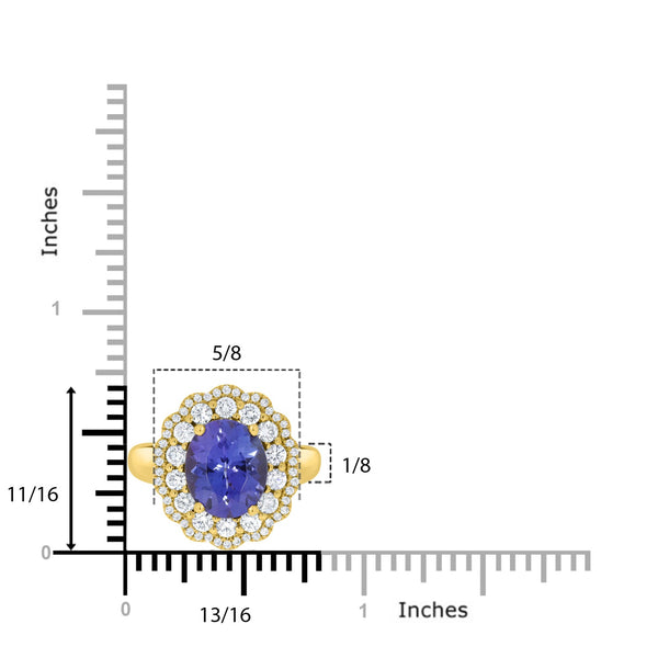 3.53Ct Tanzanite Ring With 0.76Tct Diamonds Set In 14K Yellow Gold