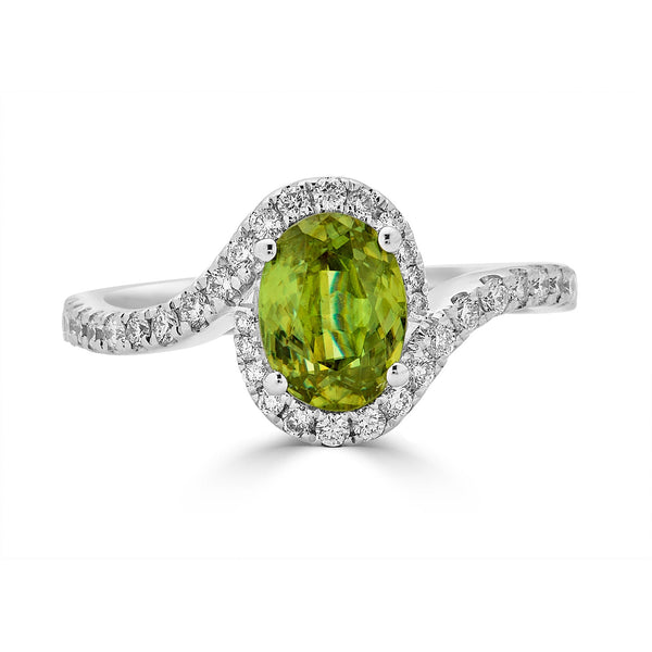 1.46ct Sphene ring with 0.39tct diamonds set in 14K white gold