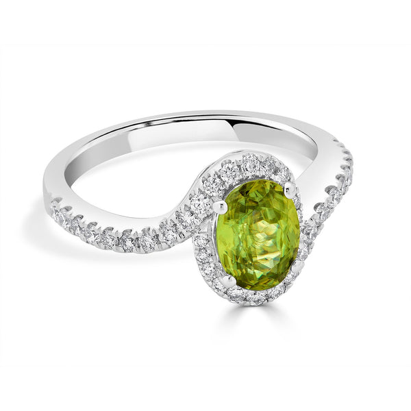 1.46ct Sphene ring with 0.39tct diamonds set in 14K white gold