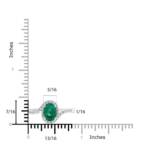 1.24ct Emerald ring with 0.40tct diamonds set in 14kt white gold