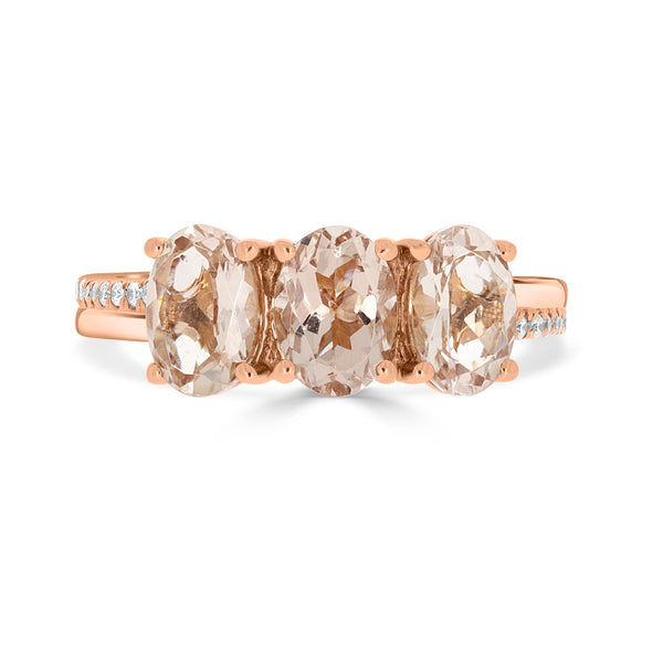 2.08 Morganite Rings with 0.07tct Diamond set in 14K Rose Gold