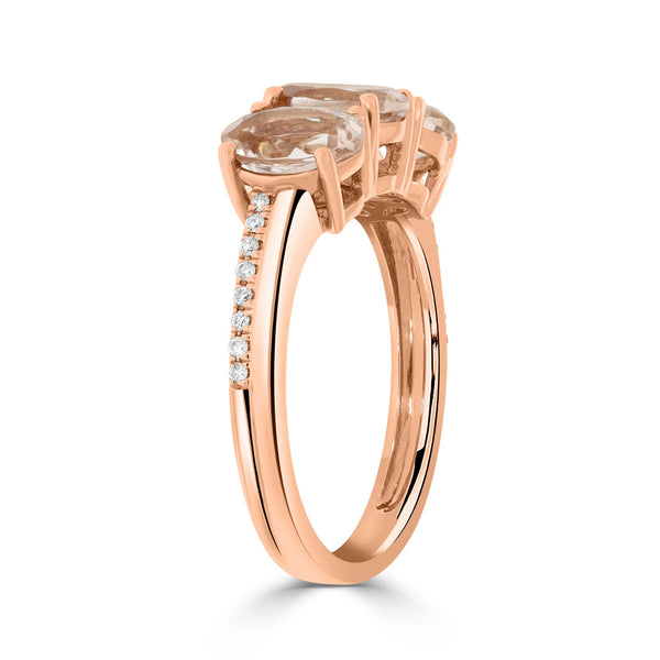 2.08 Morganite Rings with 0.07tct Diamond set in 14K Rose Gold