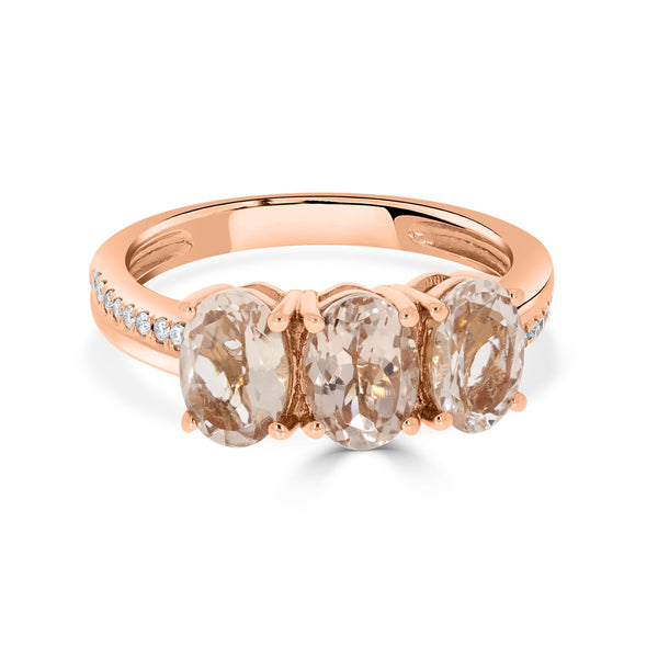 2.08 Morganite Rings with 0.07tct Diamond set in 14K Rose Gold