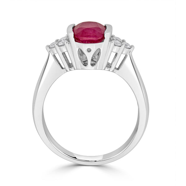 1.96ct Ruby ring with 0.19tct diamonds set in 14K white gold