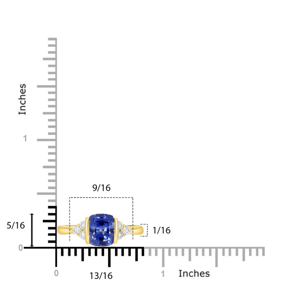 1.96ct Sapphire Ring with 0.23tct Diamonds set in 14K Yellow Gold