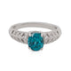 Elegant 2.40ct Blue Zircon Ringa With 0.15tct Diamond Pave 14Kt White Gold Band