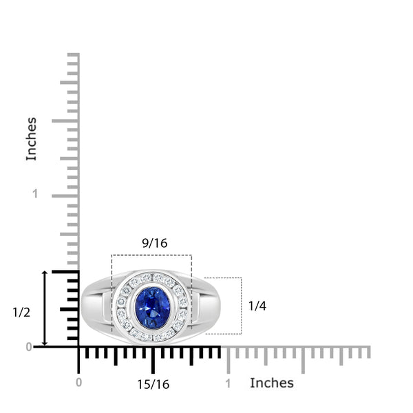 1.82ct SApphire Ring with 0.46tct Diamonds set in 14K White Gold