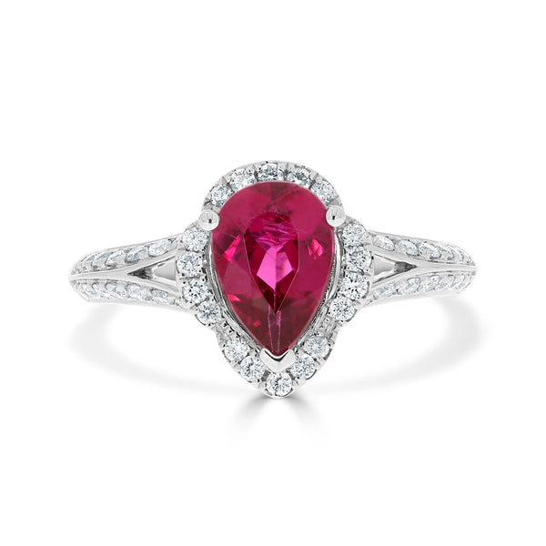 1.29ct Tourmaline ring with 0.41tct diamonds set in 14kt white gold