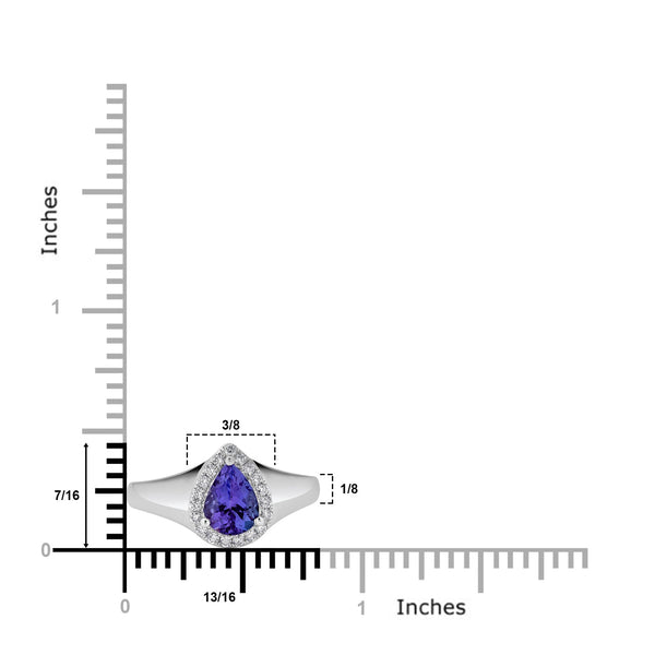 1.15ct Tanzanite ring with 0.17tct diamonds set in 14K white gold