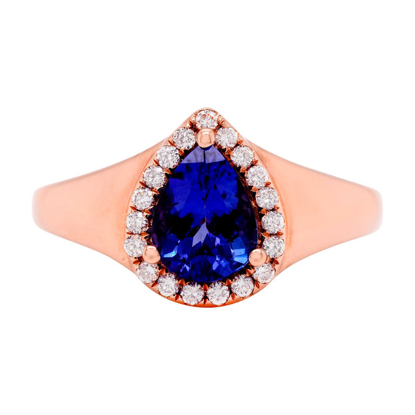 1.01Ct Tanzanite Ring With 0.18Tct Diamonds In 14K Rose Gold