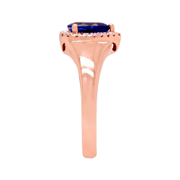 1.01Ct Tanzanite Ring With 0.18Tct Diamonds In 14K Rose Gold