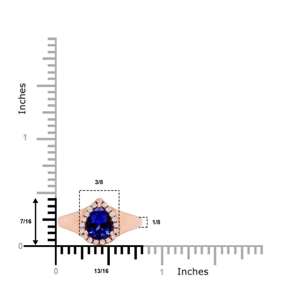 1.01Ct Tanzanite Ring With 0.18Tct Diamonds In 14K Rose Gold