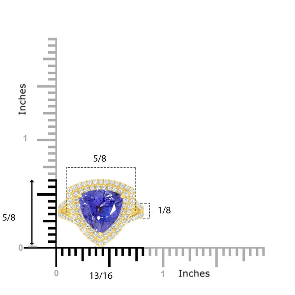 3.77 Tanzanite Rings with 0.76tct Diamond set in 14K Yellow Gold