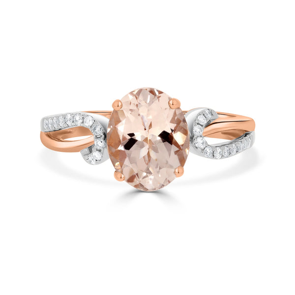 2.43 Morganite Rings with 0.14tct Diamond set in 14K Two Tone Gold