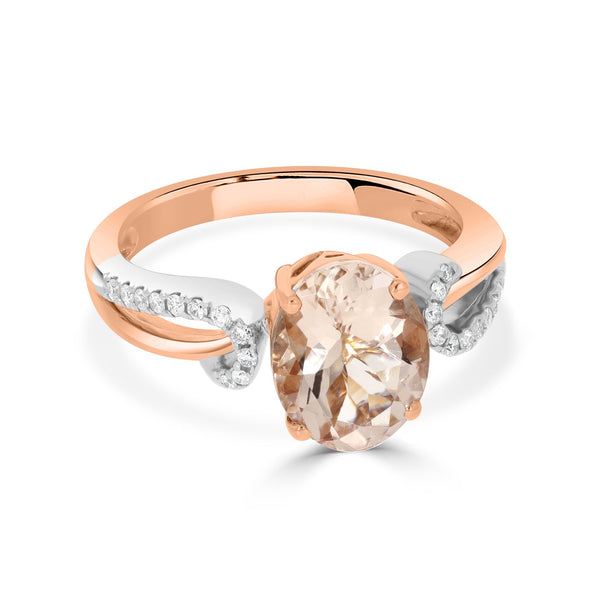 2.43 Morganite Rings with 0.14tct Diamond set in 14K Two Tone Gold