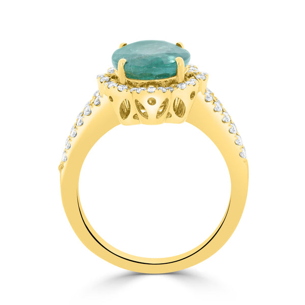 3.08 Emerald Rings with 0.46tct Diamond set in 14K Yellow Gold