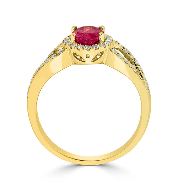 1.22ct Spinel ring with 0.27tct diamonds set in 14K yellow gold