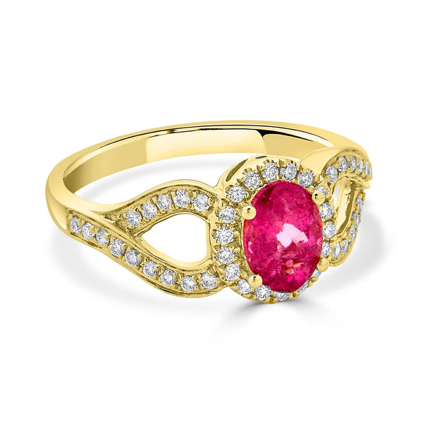 1.22ct Spinel ring with 0.27tct diamonds set in 14K yellow gold