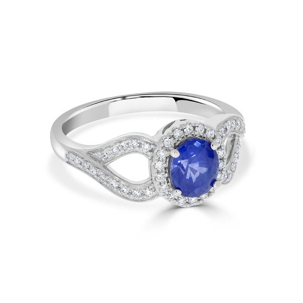 1.17ct Sapphire Ring with 0.20tct Diamonds set in 14K White Gold