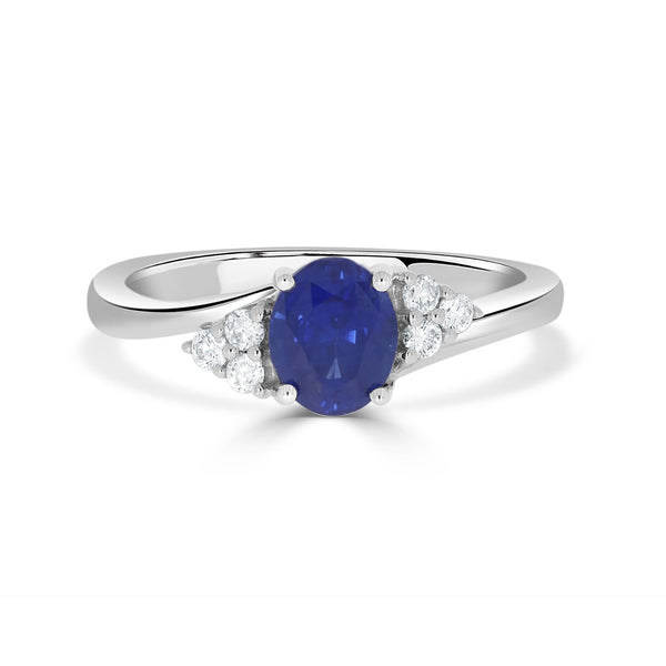 1.23ct Sapphire Ring with 0.13tct Diamonds set in 14K White Gold