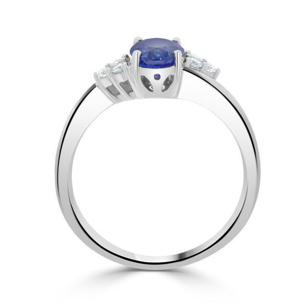 1.23ct Sapphire Ring with 0.13tct Diamonds set in 14K White Gold