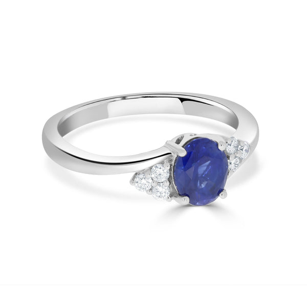 1.23ct Sapphire Ring with 0.13tct Diamonds set in 14K White Gold