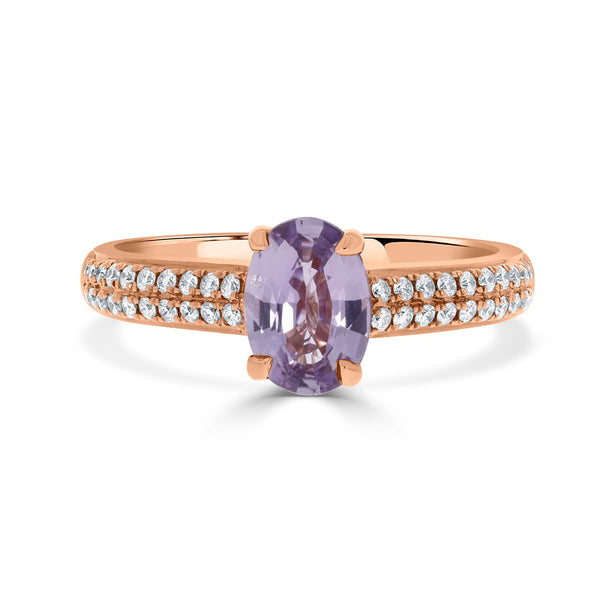 1.39ct Sapphire Rings with 0.29tct diamonds set in 14KT rose gold