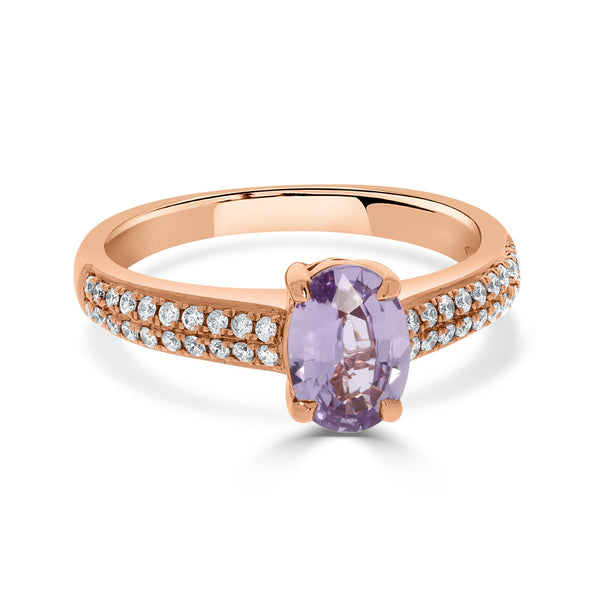 1.39ct Sapphire Rings with 0.29tct diamonds set in 14KT rose gold