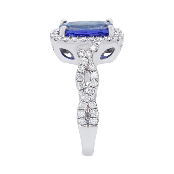 2.78ct Tanzanite ring with 0.57tct diamonds set in 18K white gold