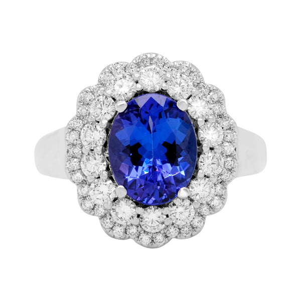 2.35ct Tanzanite Ring With 0.89tct Diamonds Set In 14kt White Gold