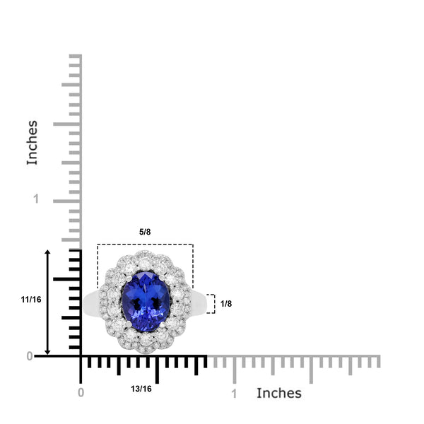 2.35ct Tanzanite Ring With 0.89tct Diamonds Set In 14kt White Gold