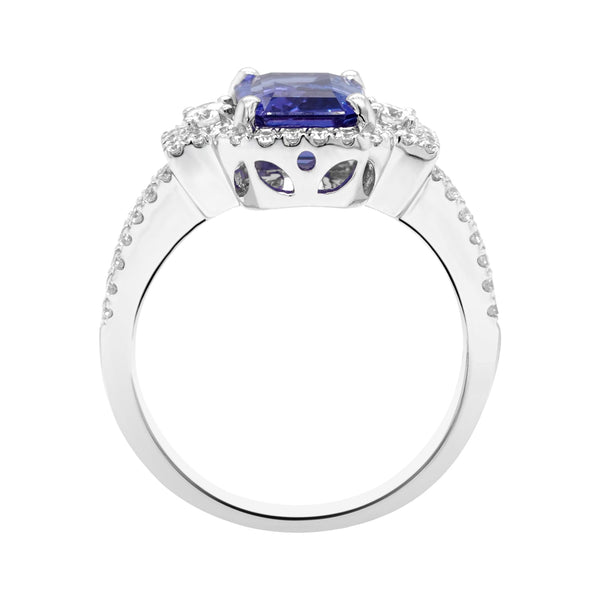 2.14ct Tanzanite With 0.53tct Diamonds Set In 14kt White Gold