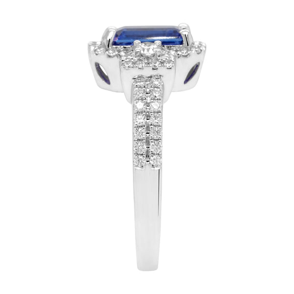 2.14ct Tanzanite With 0.53tct Diamonds Set In 14kt White Gold