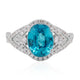 4.99ct Blue Zircon Ring With 0.47tct Diamonds Set In 14kt White Gold